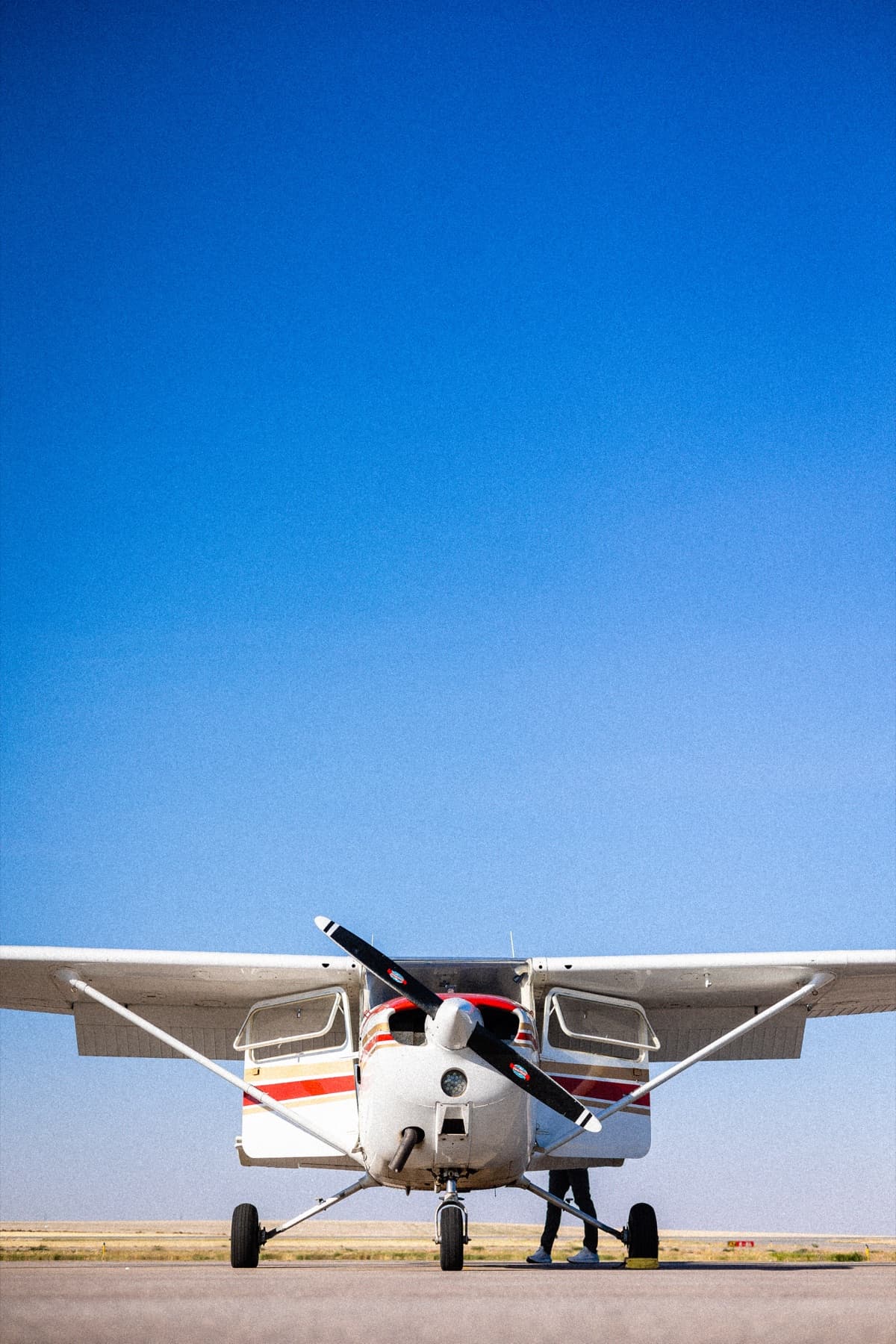 shot of a small prop plane