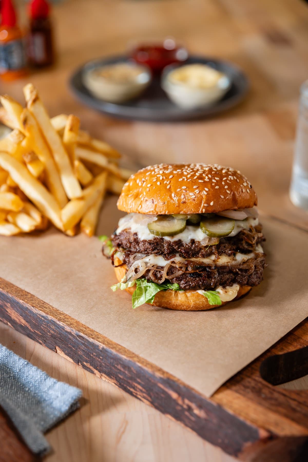 Oklahoma onion burger with french fries