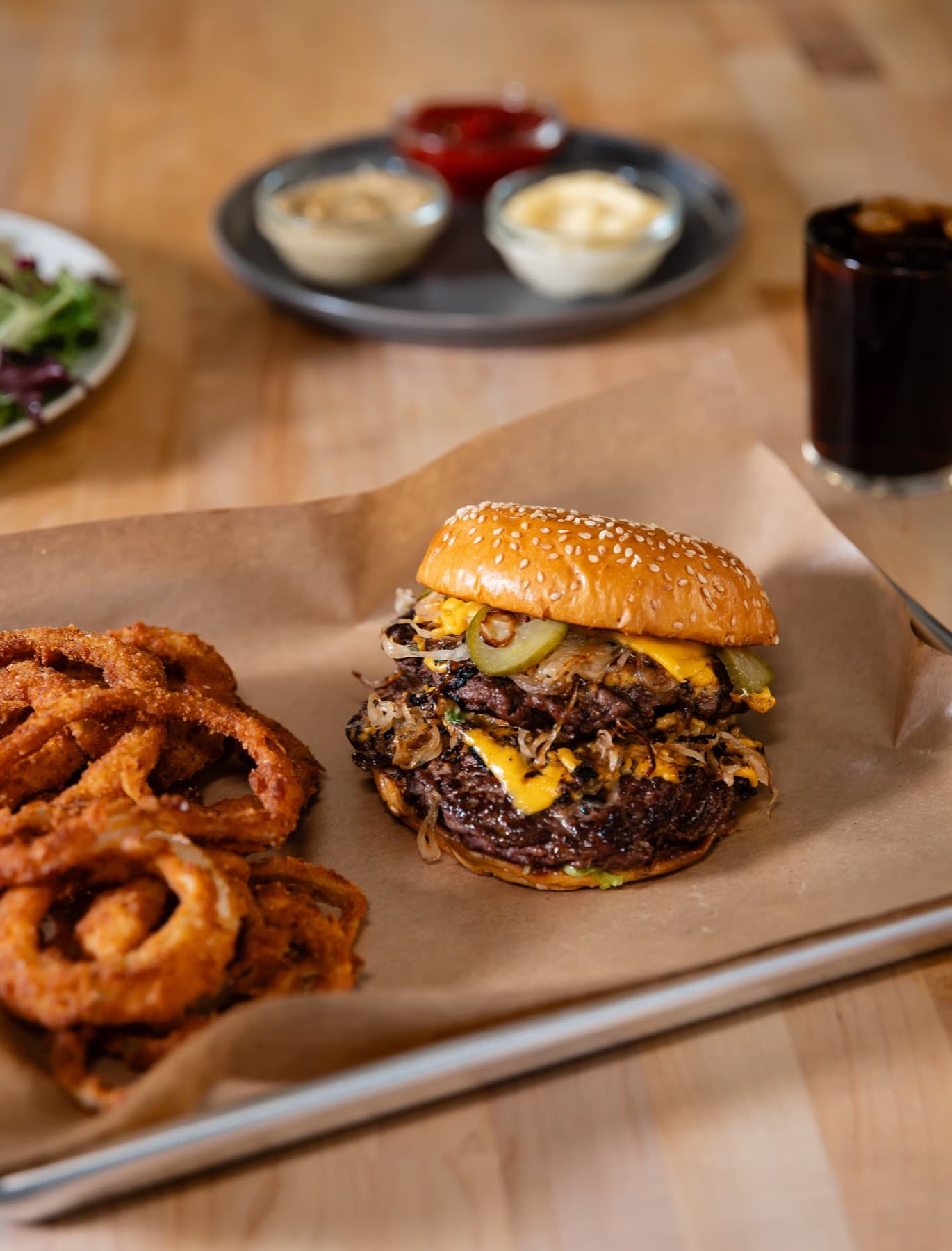 oklahoma onion burger with onion rings