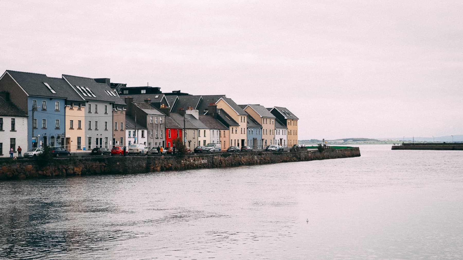ireland shot of houses on galway bay