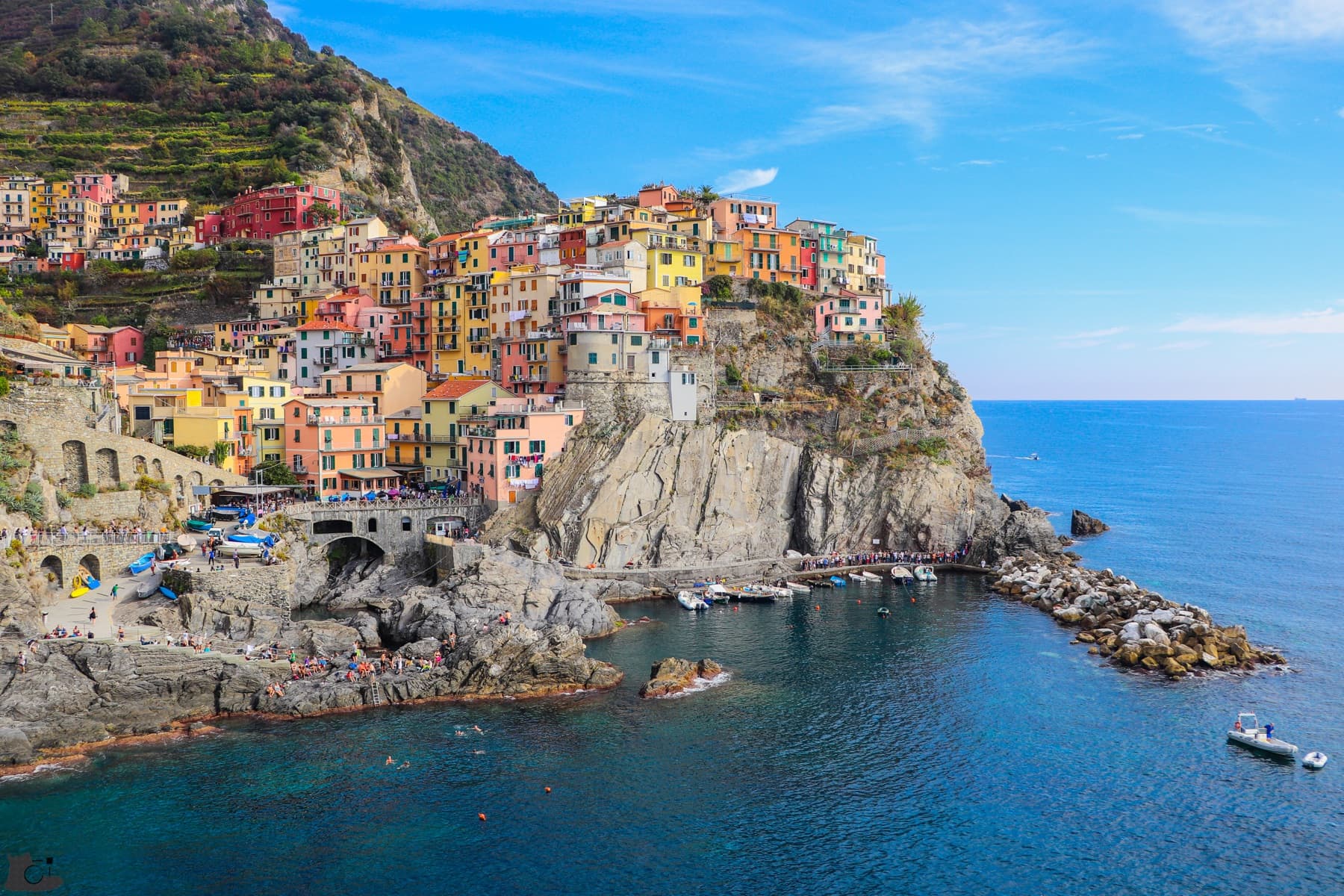 italy view of manarola on sunny day