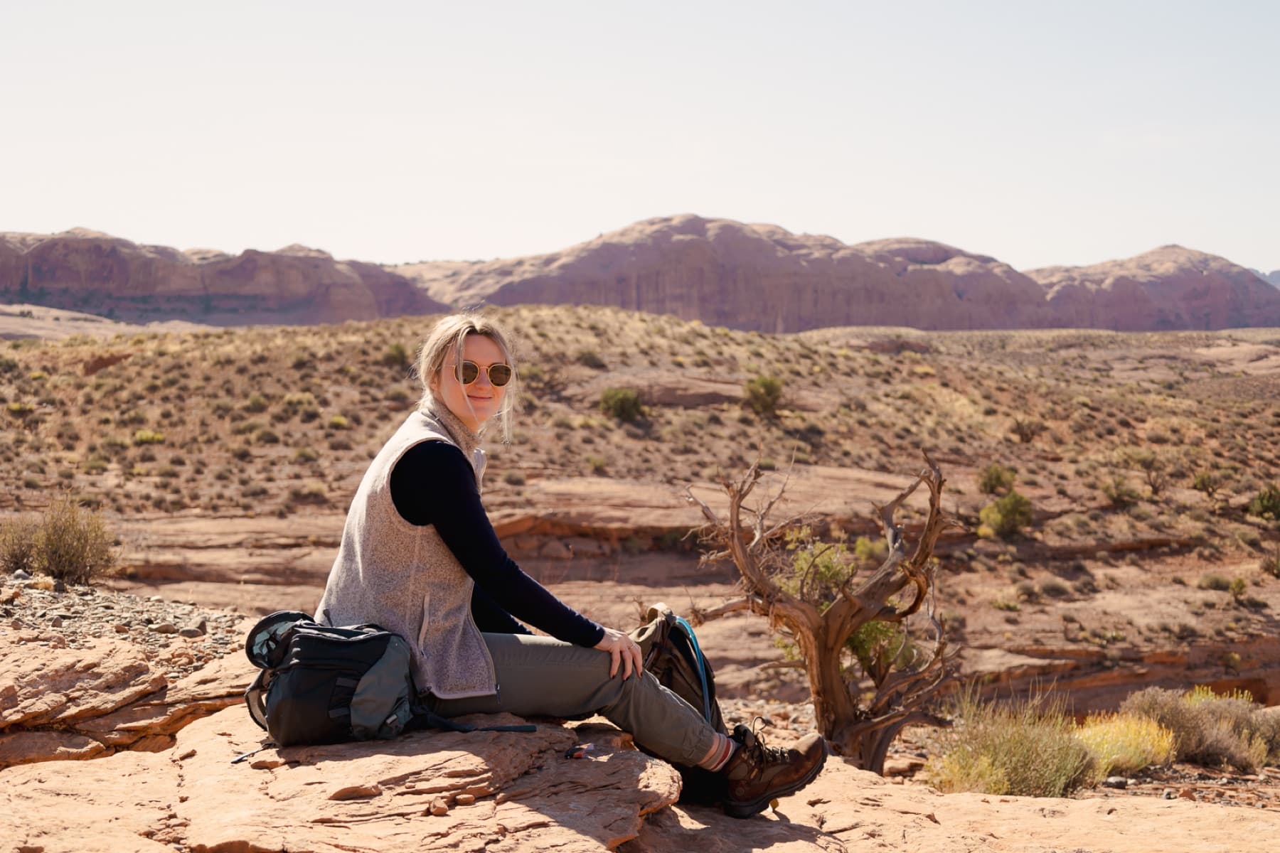 taylor resting smiling during utah hike
